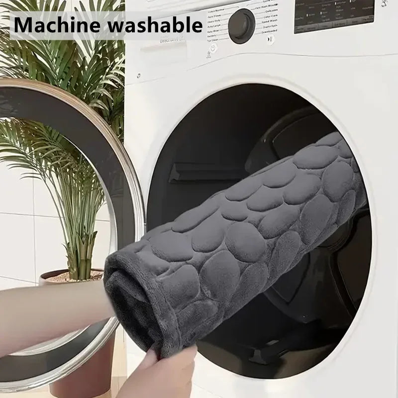 Tapete de Casa de Banho 3D Antiderrapante | Efeito Pedras | Absorvente e Lavável