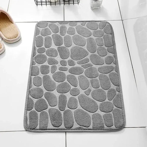 Tapete de Espuma de Memória em Veludo Gravado para Casa de Banho e Sala de Estar Antiderrapante