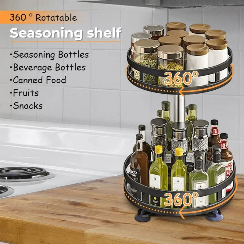Porta-Temperos Giratório 360° | Organizador de Cozinha Antiderrapante
