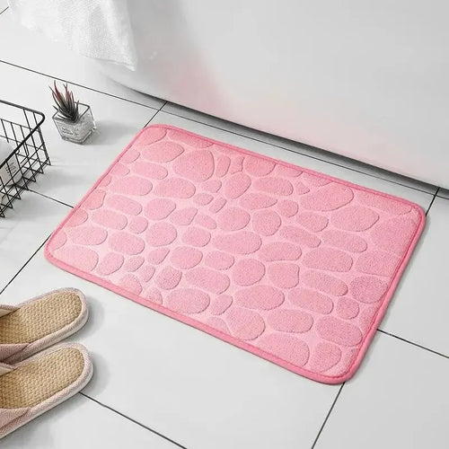 Tapete de Espuma de Memória em Veludo Gravado para Casa de Banho e Sala de Estar Antiderrapante