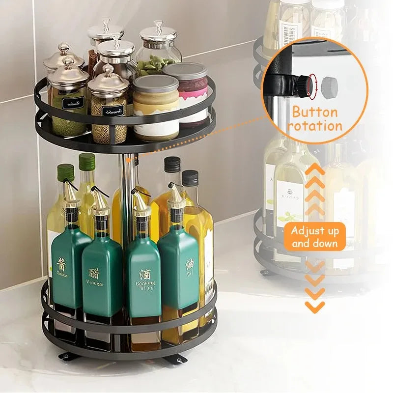 Porta-Temperos Giratório 360° | Organizador de Cozinha Antiderrapante