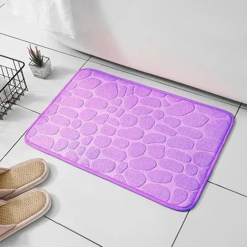 Tapete de Espuma de Memória em Veludo Gravado para Casa de Banho e Sala de Estar Antiderrapante