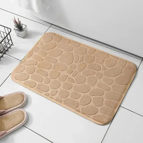 Tapete de Espuma de Memória em Veludo Gravado para Casa de Banho e Sala de Estar Antiderrapante