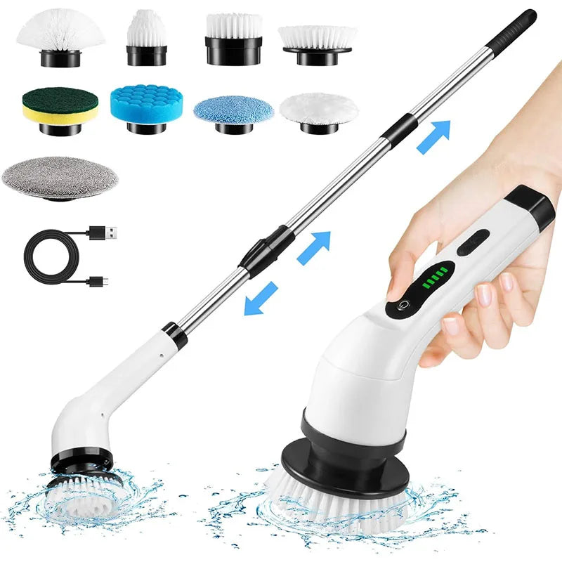 Escova Elétrica de Limpeza Multifunções com Cabo Extensível