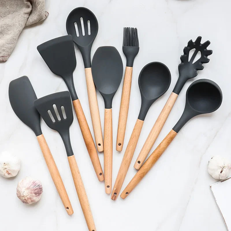 Kit de Utensílios de Cozinha em Silicone 12 Peças – Antiaderente