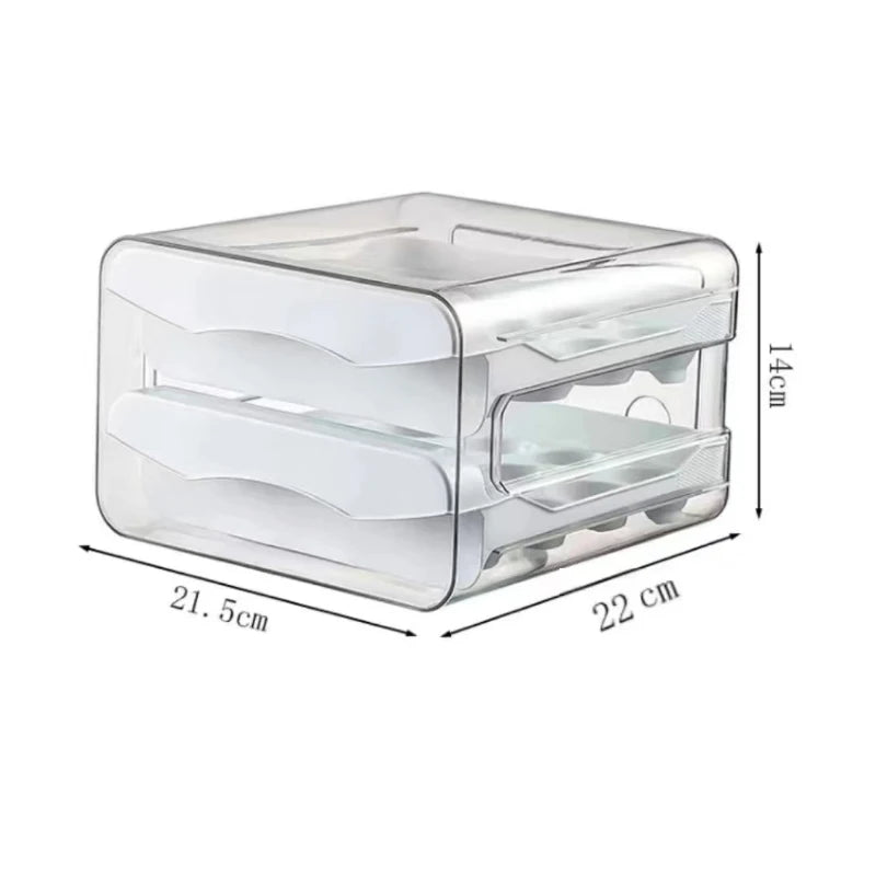 Caixa de Armazenamento de Ovos para Frigorífico – Gaveta de Plástico de 2 Camadas