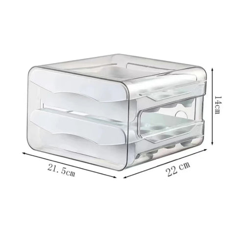 Caixa de Armazenamento de Ovos para Frigorífico – Gaveta de Plástico de 2 Camadas