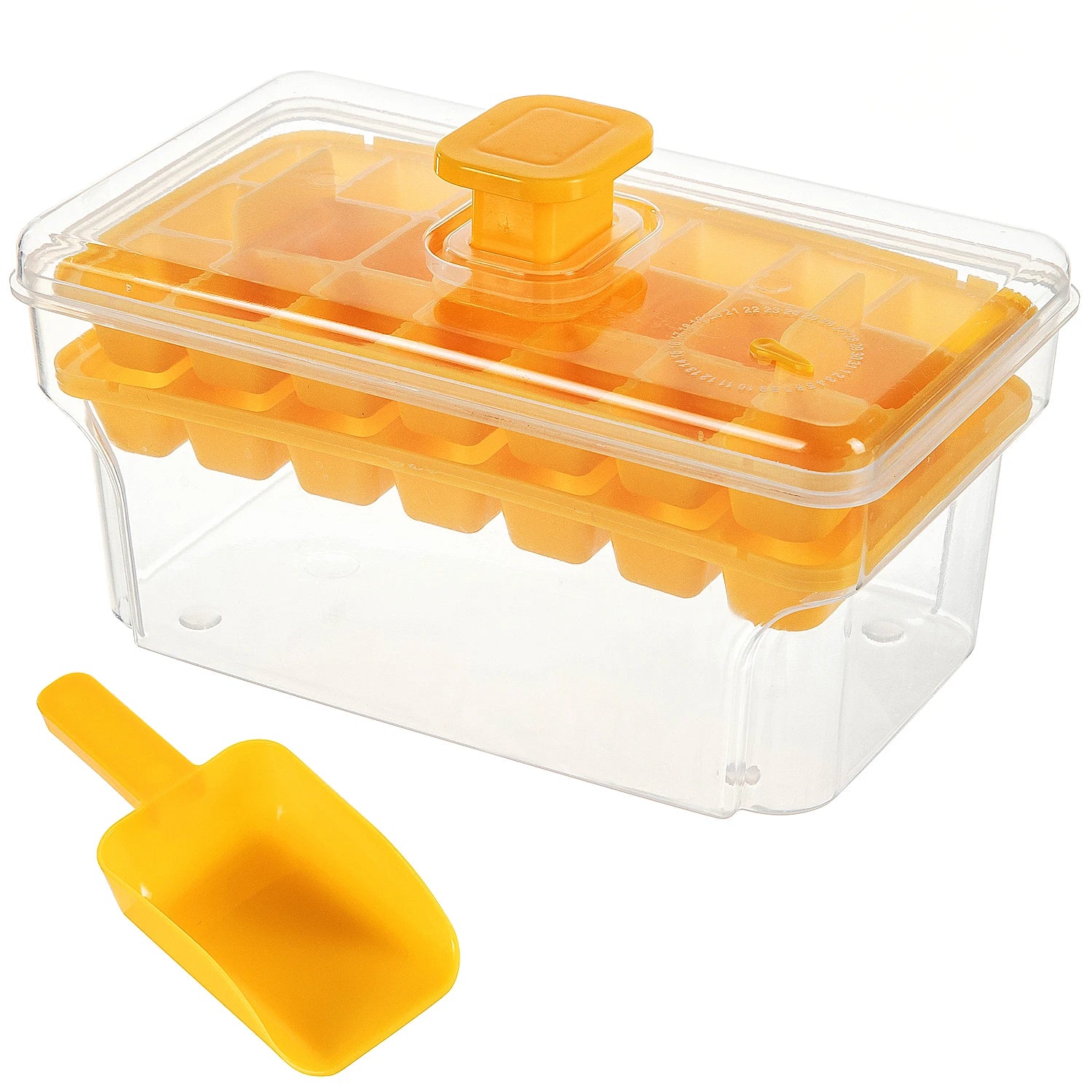 Forma de Gelo com Tampa e Recipiente – 68 Cubos, Fácil de Desenformar