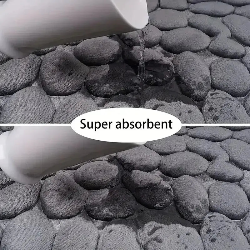 Tapete de Espuma de Memória em Veludo Gravado para Casa de Banho e Sala de Estar Antiderrapante