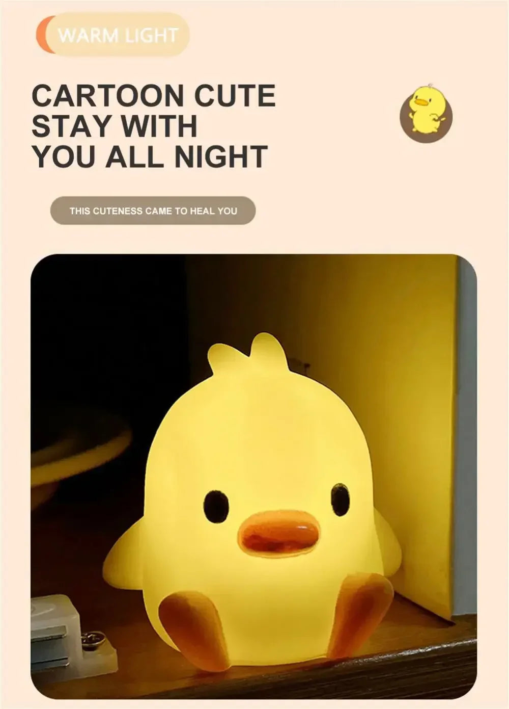Luz Noturna Pato para Quarto – Decoração Fofa de Animal