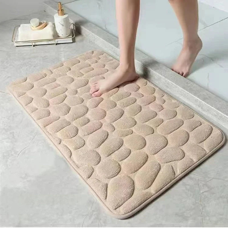 Tapete de Casa de Banho 3D Antiderrapante | Efeito Pedras | Absorvente e Lavável