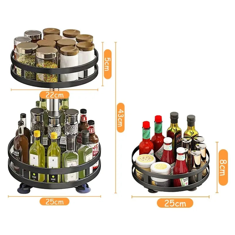 Porta-Temperos Giratório 360° | Organizador de Cozinha Antiderrapante