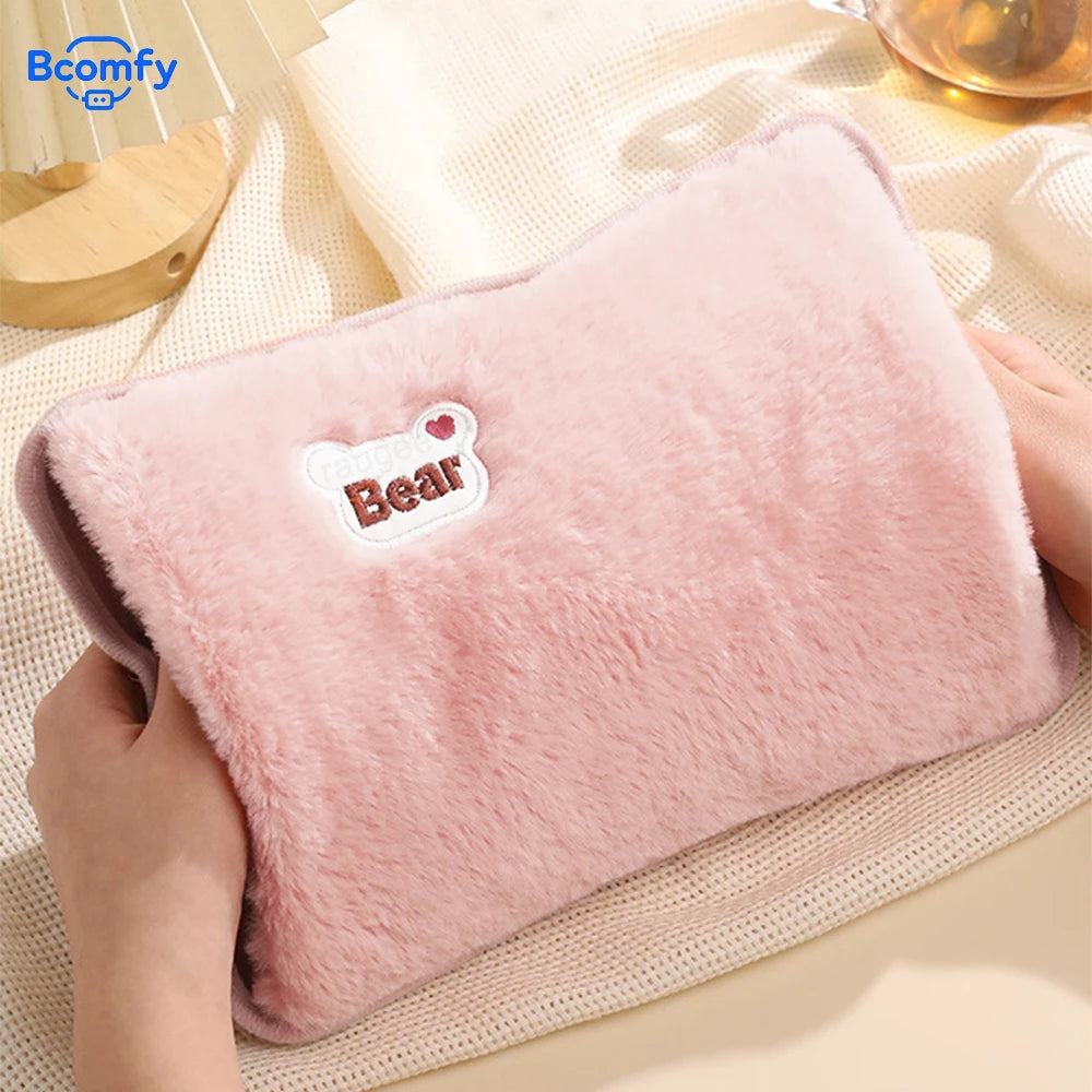 Bolsa de água quente elétrica portátil e macia para aquecimento de mãos no inverno.