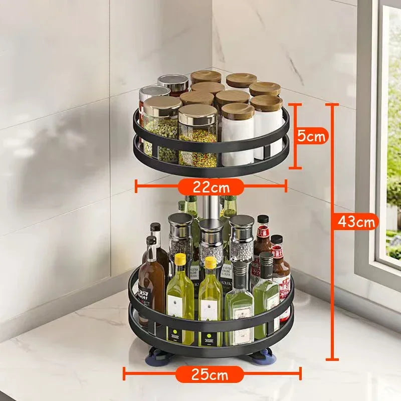 Porta-Temperos Giratório 360° | Organizador de Cozinha Antiderrapante