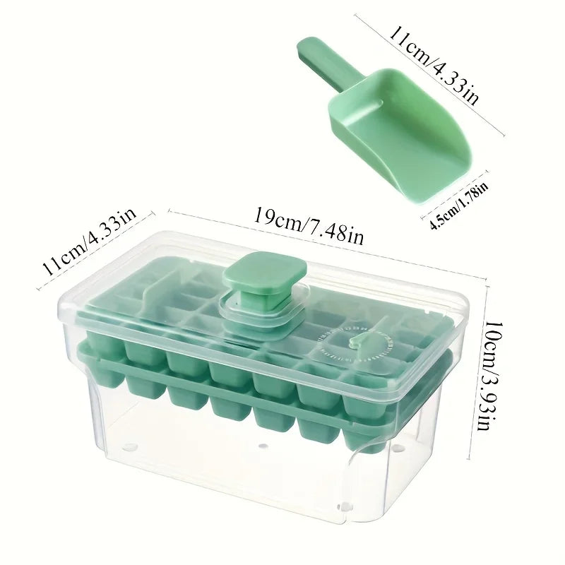 Forma de Gelo com Tampa e Recipiente – 68 Cubos, Fácil de Desenformar